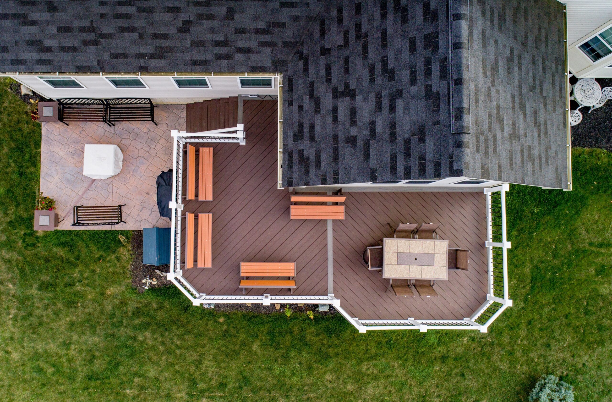 Aerial View Of A Backyard Deck