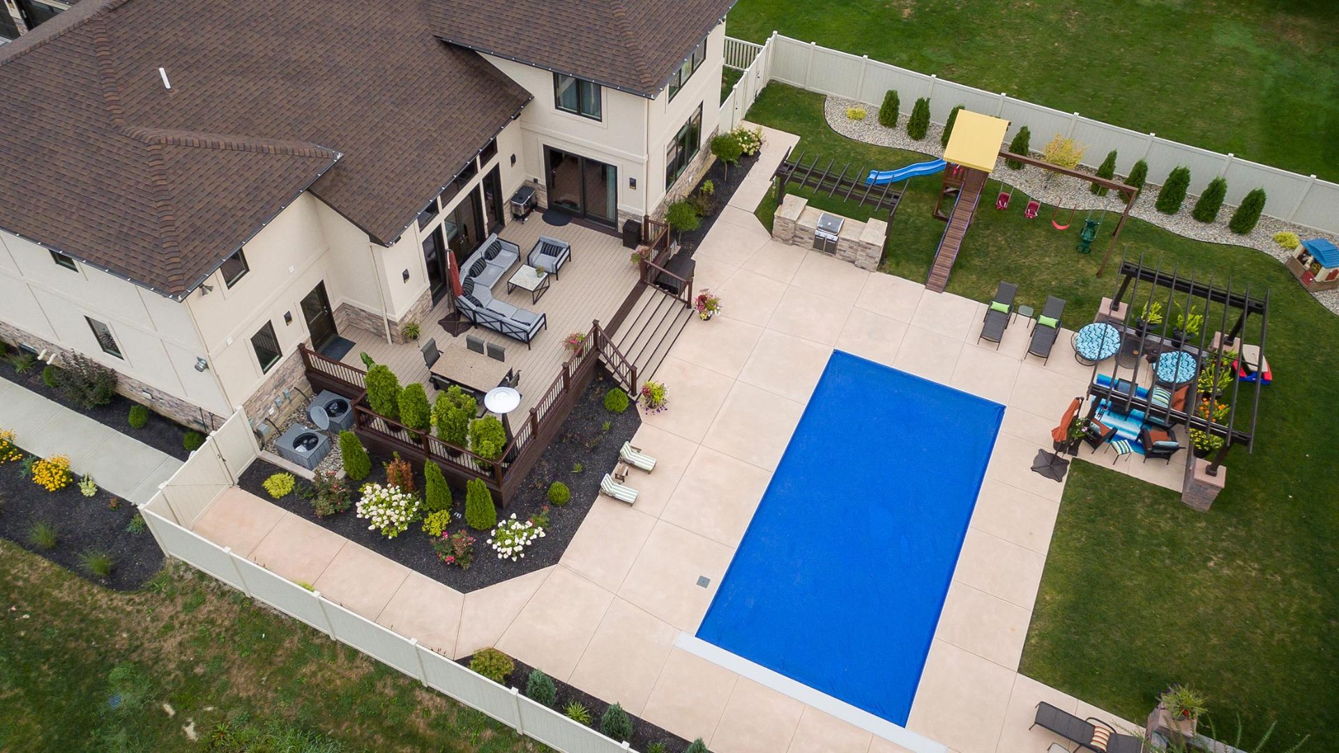 Backyard Pool with Deck and Seating