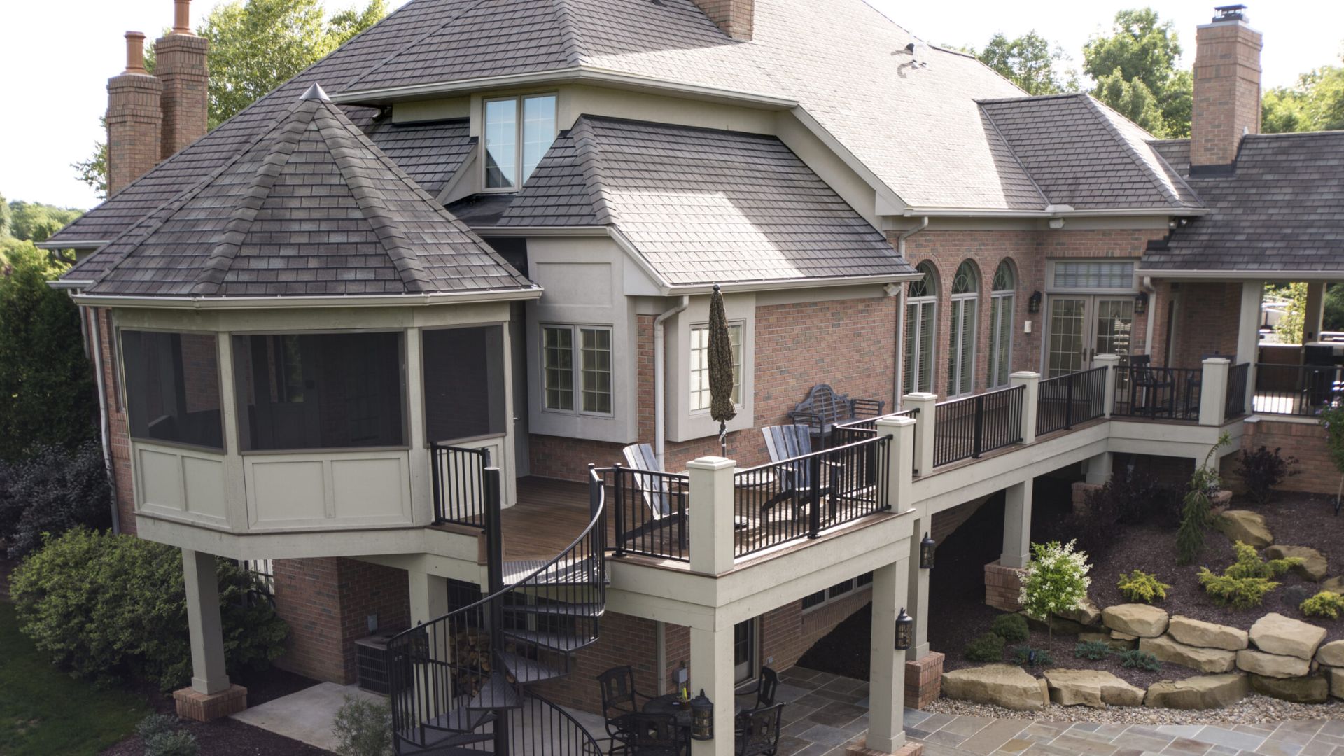 Two-Story Deck with Spiral Staircase