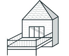 Illustration Of A House With A Deck And Railing