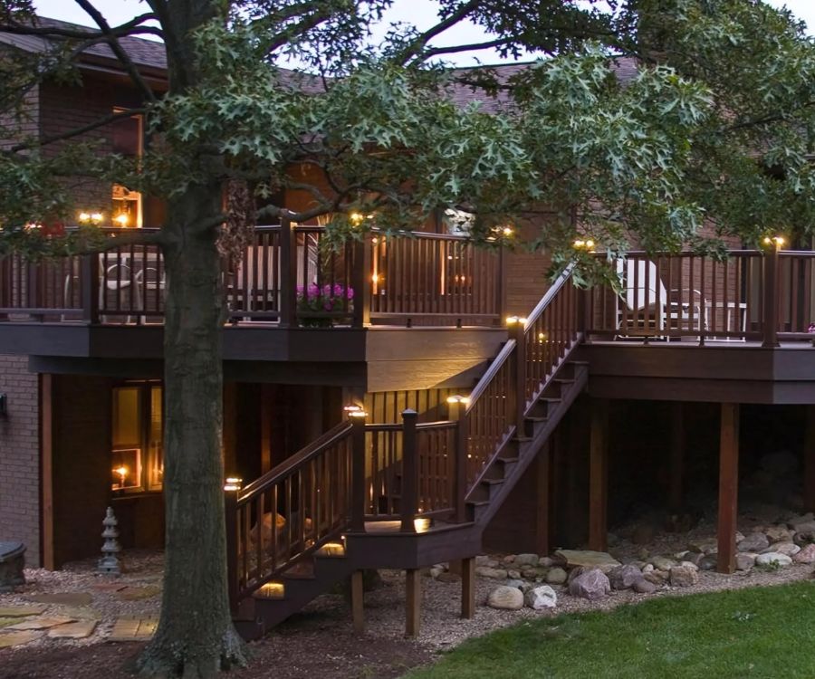 Custom Deck Lights Enhancing Backyard Deck