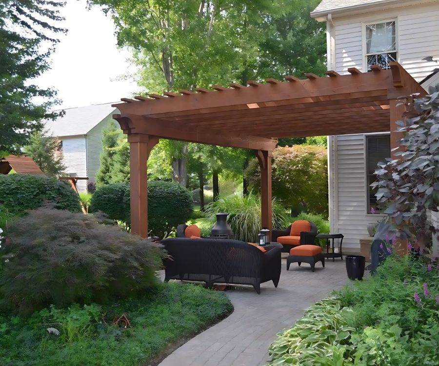 Custom Pergola With Outdoor Seating Area